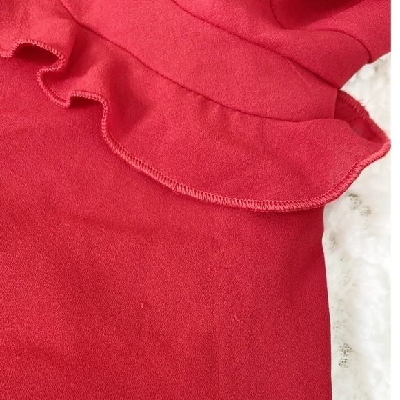 Bailey 44 Tiered Ruffled Shift Dress Red size medium short sleeve asymmetrical - Picture 7 of 9
